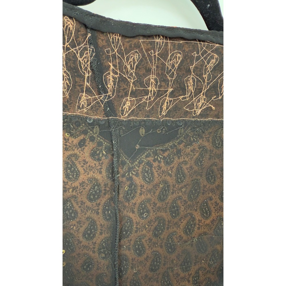 Vintage Style Beaded Paisley Midi Dress Black Orange Gold‎ Embellished Size 36 - Picture 4 of 5